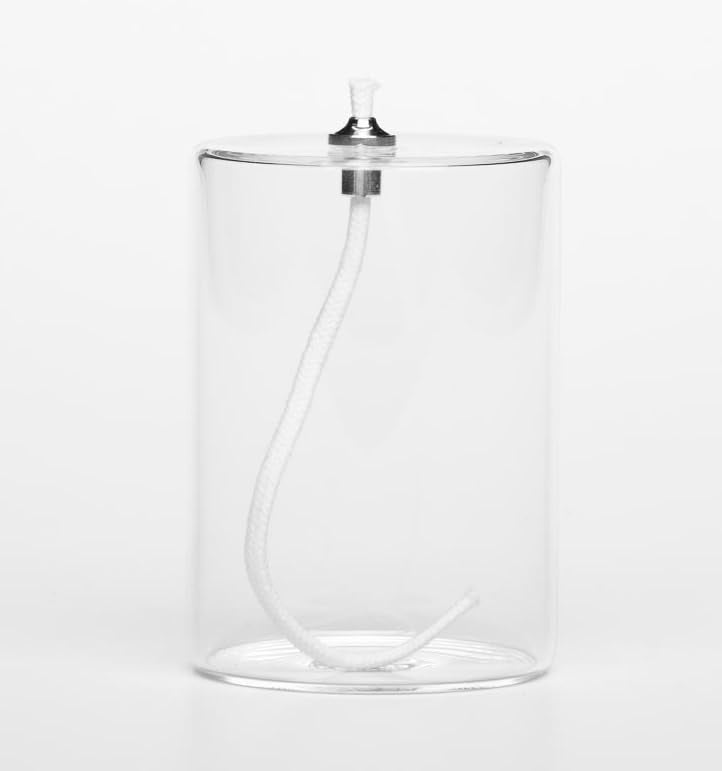 Firefly Fuels Refillable Glass Oil Candle - 4 Inch Pillar-Style Reusable Liquid Candle for Atmosphere, Events, and Emergency Lighting - Use with Liquid Paraffin or Lamp Oil - Image 1